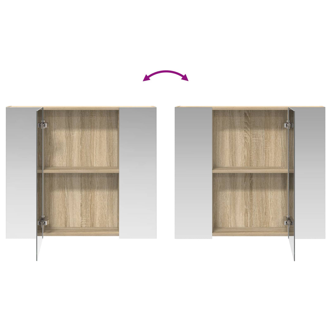 Badeværelsesspejlskab med hylde Sonoma eg 80 x 14.5 x 70 cm