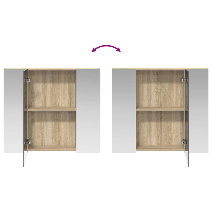 Badeværelsesspejlskab med hylde Sonoma eg 80 x 14.5 x 70 cm