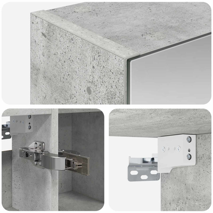 Badeværelsesspejlskab med hylde Beton Grå 80 x 14.5 x 70 cm