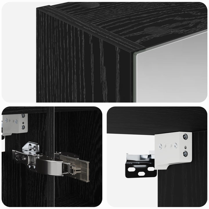 Badeværelsesspejlskab Sort eg 80 x 14.5 x 70 cm Konstrueret træ
