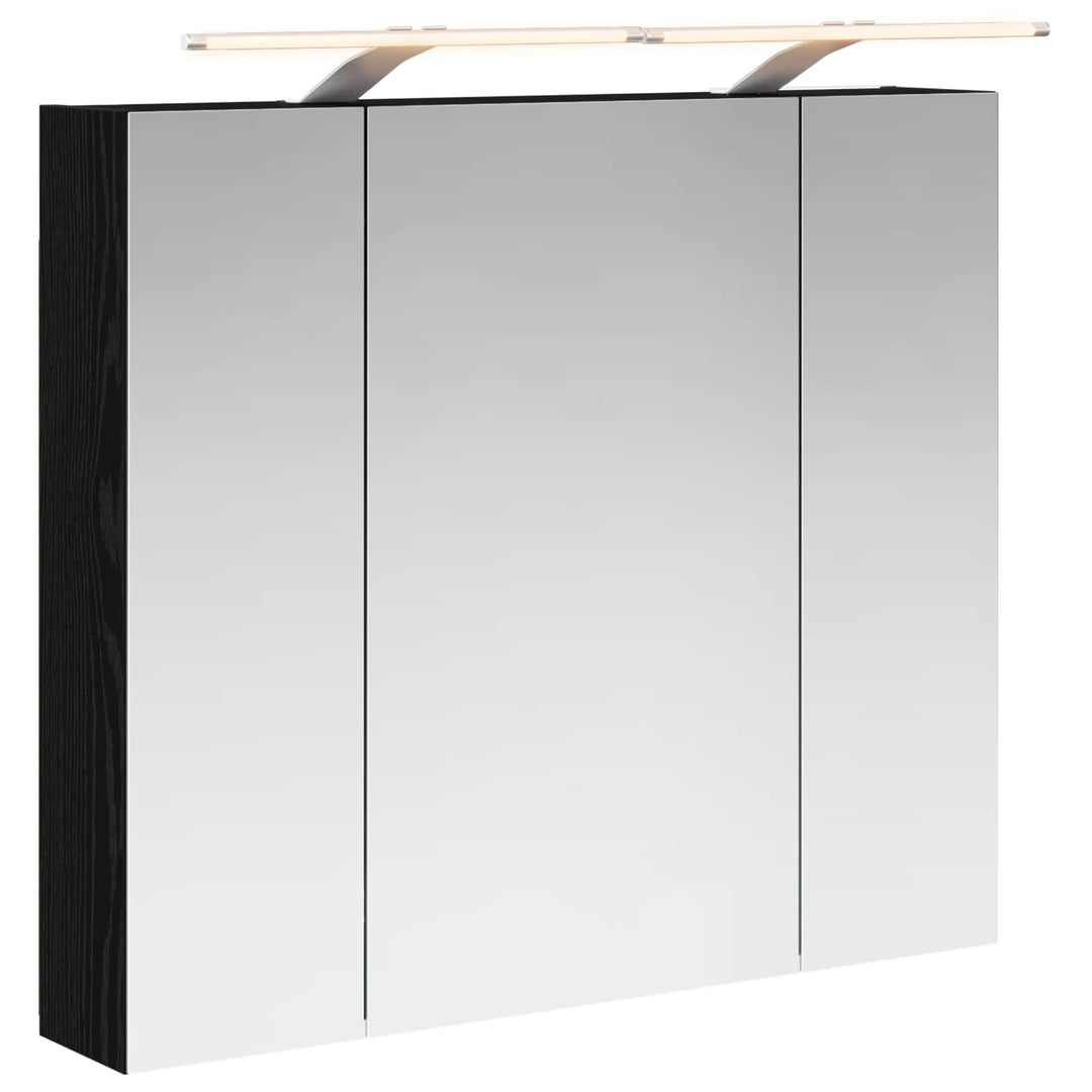 Badeværelsesspejlskab Sort eg 80 x 14.5 x 70 cm Konstrueret træ