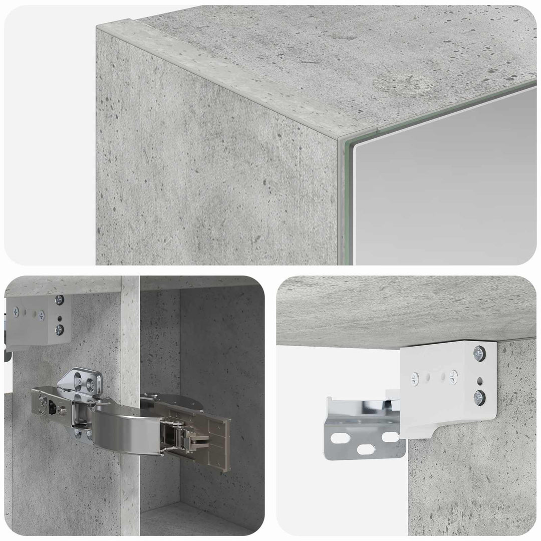 Badeværelsesspejlskab med hylde Beton Grå 80 x 14.5 x 70 cm