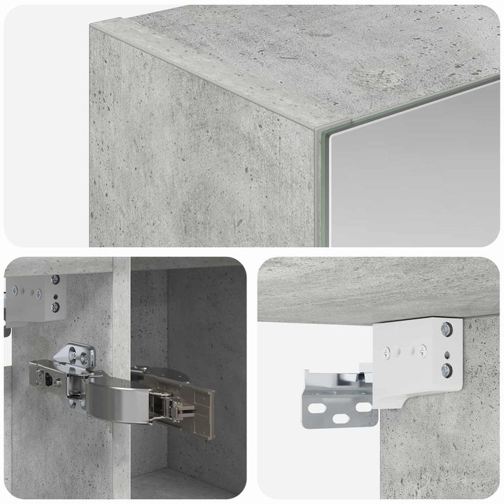 Badeværelsesspejlskab med hylde Beton Grå 80 x 14.5 x 70 cm