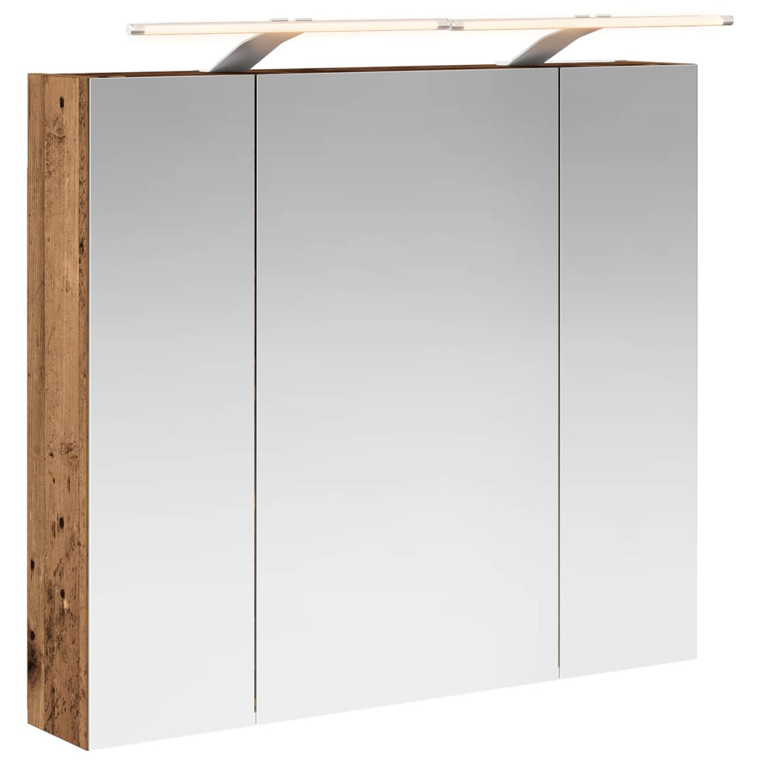 Badeværelsesspejlskab med hylde Gammelt træ 80 x 14.5 x 70 cm