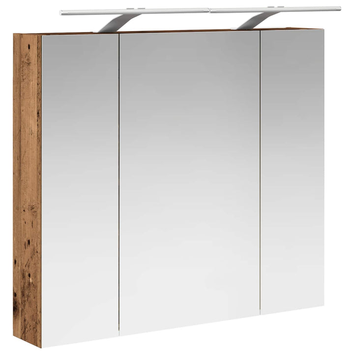 Badeværelsesspejlskab med hylde Gammelt træ 80 x 14.5 x 70 cm