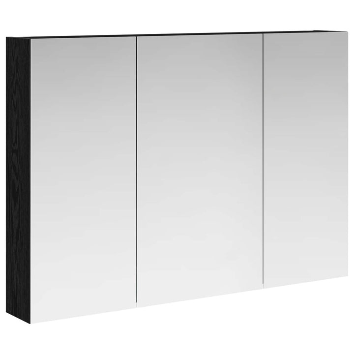 Badeværelsesspejlskab med hylde Sort eg 100 x 14,5 x 70 cm