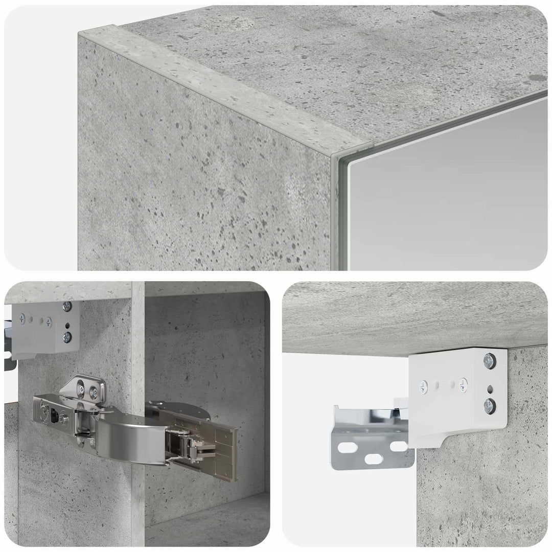 Badeværelsesspejlskab med hylde Beton Grå 100 x 14,5 x 70 cm