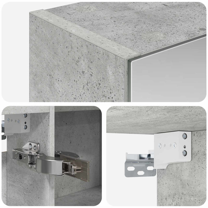 Badeværelsesspejlskab med hylde Beton Grå 100 x 14,5 x 70 cm
