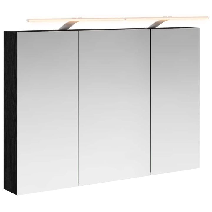 Badeværelsesspejlskab med hylde Sort eg 100 x 14,5 x 70 cm