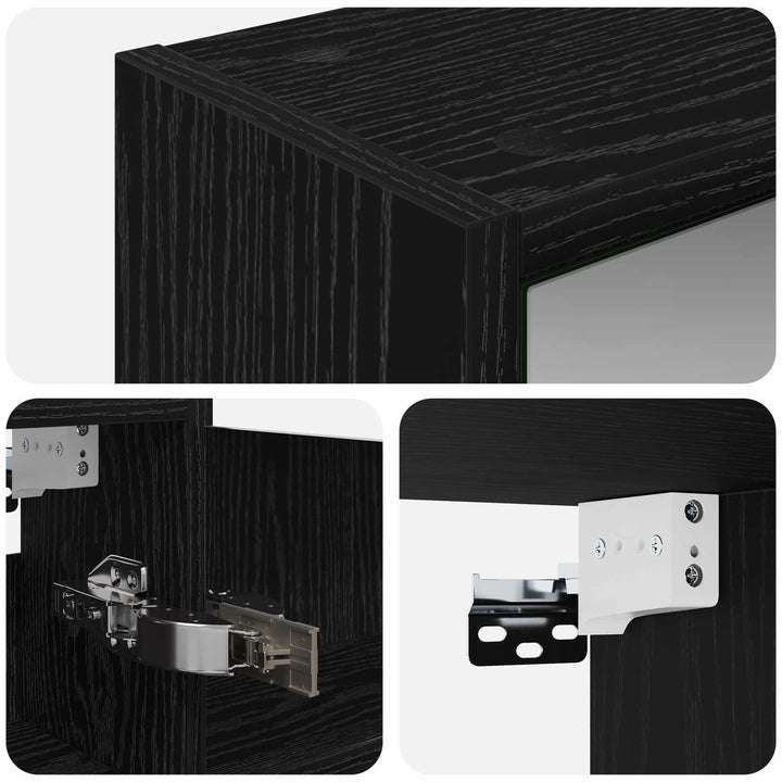 Badeværelsesspejlskab Sort eg 43 x 16 x 62.5 cm Konstrueret træ