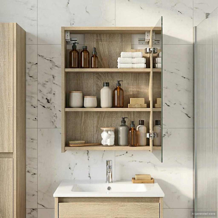 Badeværelsesspejlskab med hylde Sonoma eg 43 x 16 x 62.5 cm