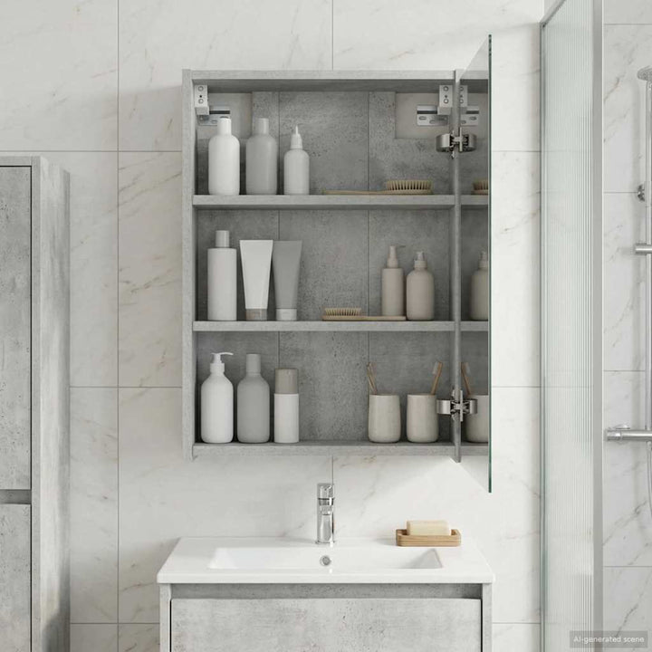 Badeværelsesspejlskab med hylde Beton Grå 43 x 16 x 62.5 cm