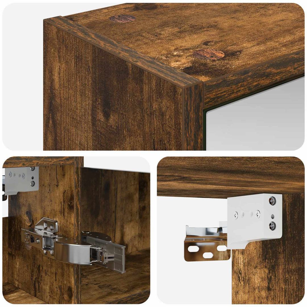 Badeværelsesspejlskab med hylde Røget eg 43 x 16 x 62.5 cm