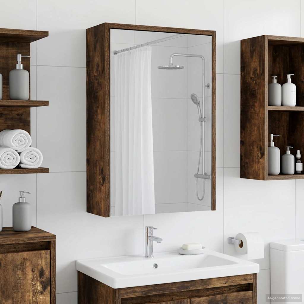Badeværelsesspejlskab med hylde Røget eg 43 x 16 x 62.5 cm