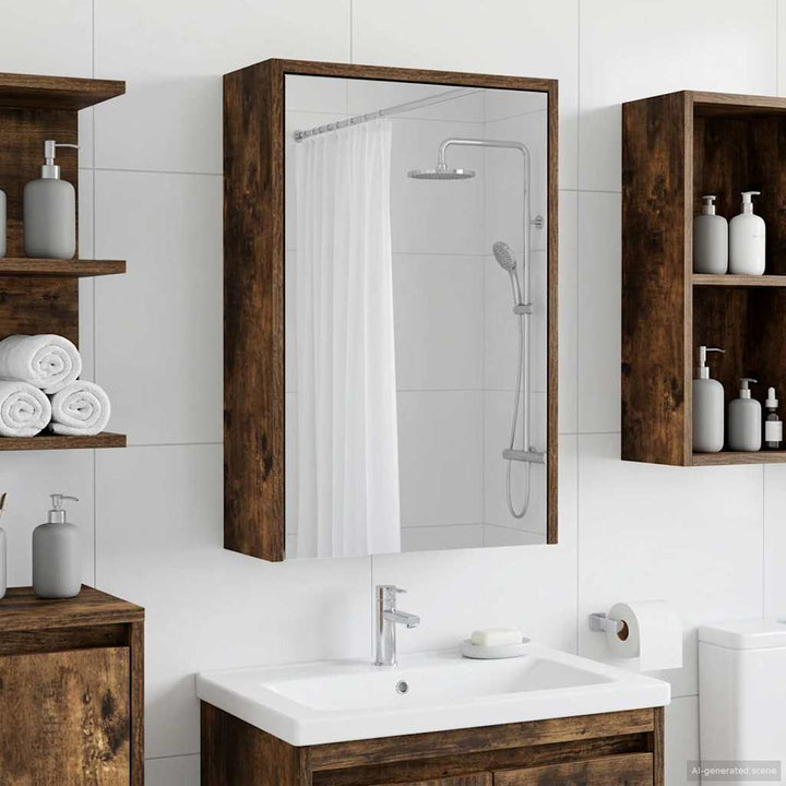 Badeværelsesspejlskab med hylde Røget eg 43 x 16 x 62.5 cm