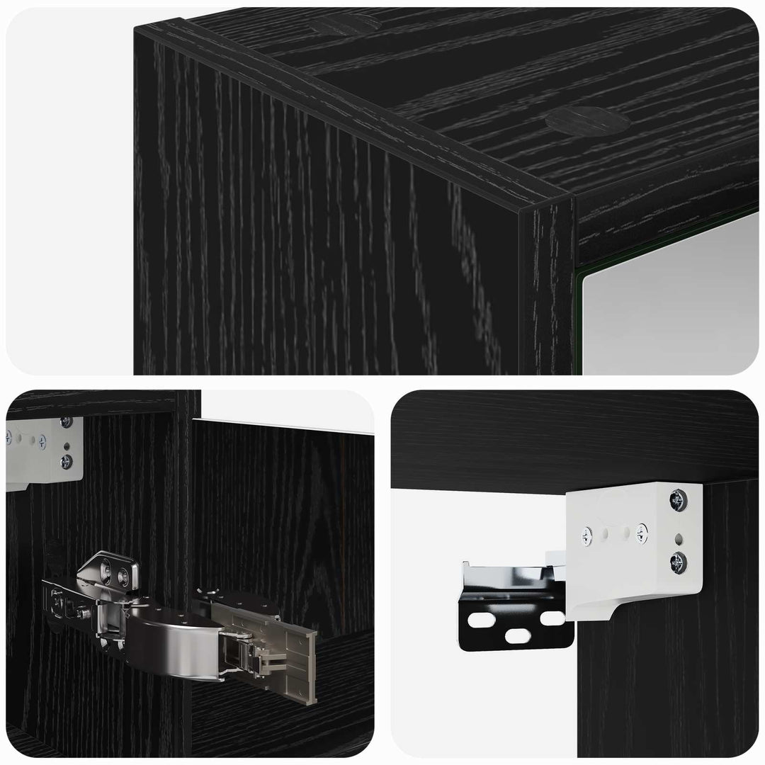 Badeværelsesspejlskab Sort eg 43 x 16 x 62.5 cm Konstrueret træ