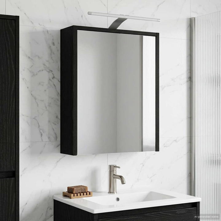 Badeværelsesspejlskab Sort eg 43 x 16 x 62.5 cm Konstrueret træ