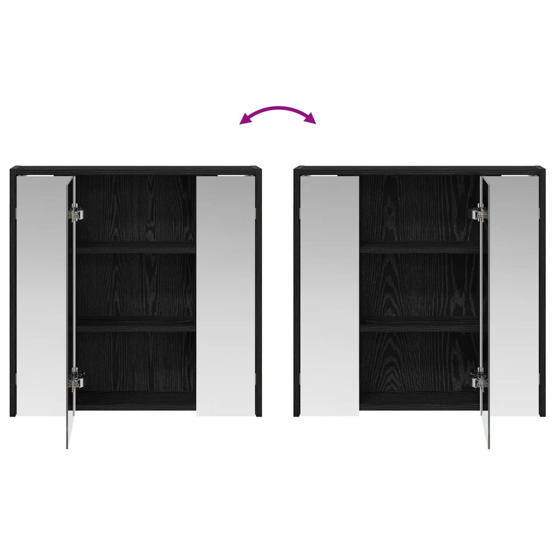 Badeværelsesspejlskab Sort eg 63,5 x 16 x 62,5 cm