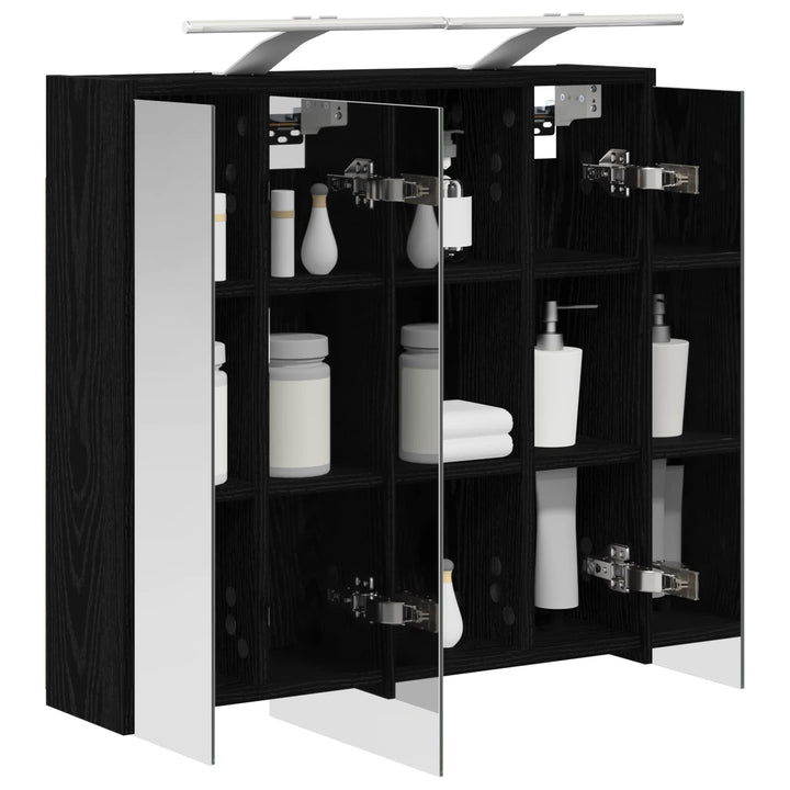 Badeværelsesspejlskab Sort eg 63,5 x 16 x 62,5 cm