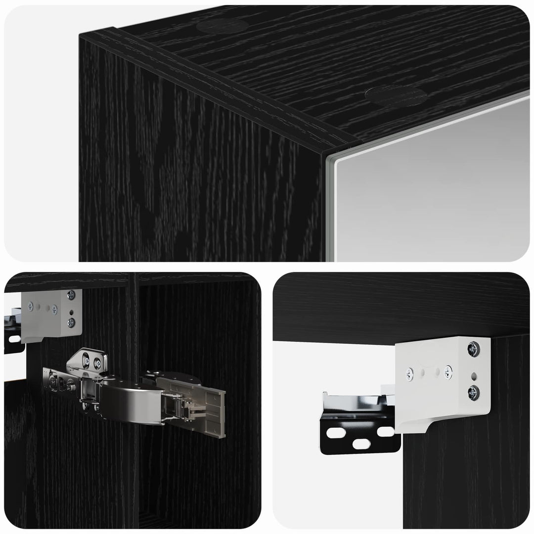 Badeværelsesspejlskab Sort eg 60 x 14.5 x 70 cm Konstrueret træ