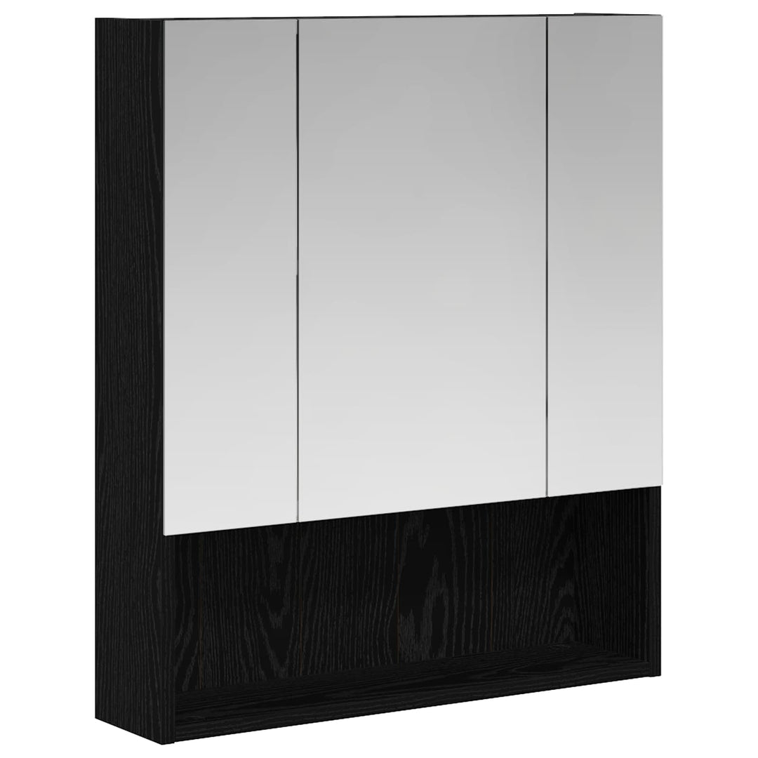 Badeværelsesspejlskab Sort eg 60 x 14.5 x 70 cm Konstrueret træ