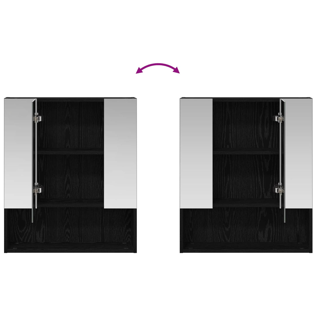 Badeværelsesspejlskab Sort eg 60 x 14.5 x 70 cm Konstrueret træ