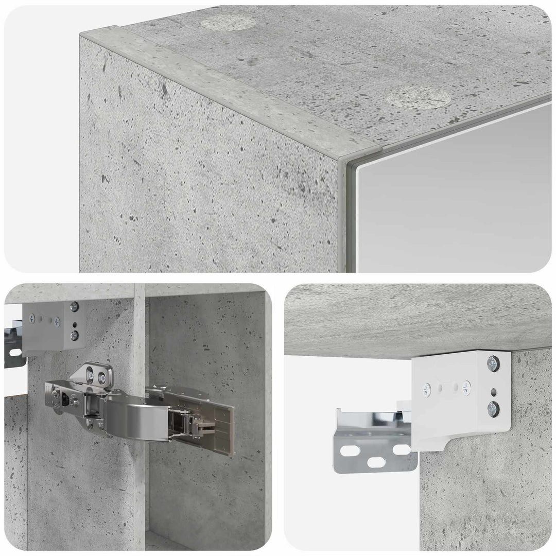 Badeværelsesspejlskab med hylde Beton Grå 60 x 14.5 x 70 cm