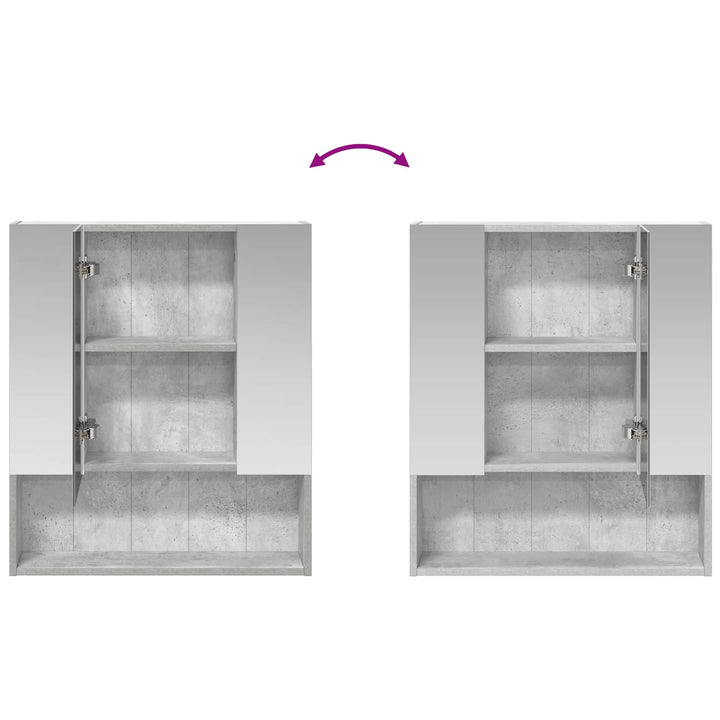 Badeværelsesspejlskab med hylde Beton Grå 60 x 14.5 x 70 cm