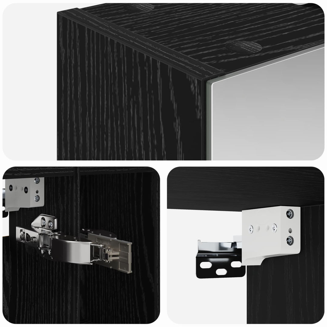 Badeværelsesspejlskab Sort eg 60 x 14.5 x 70 cm Konstrueret træ