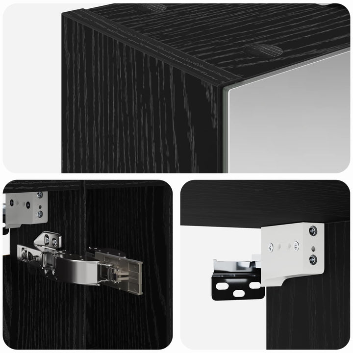 Badeværelsesspejlskab Sort eg 60 x 14.5 x 70 cm Konstrueret træ