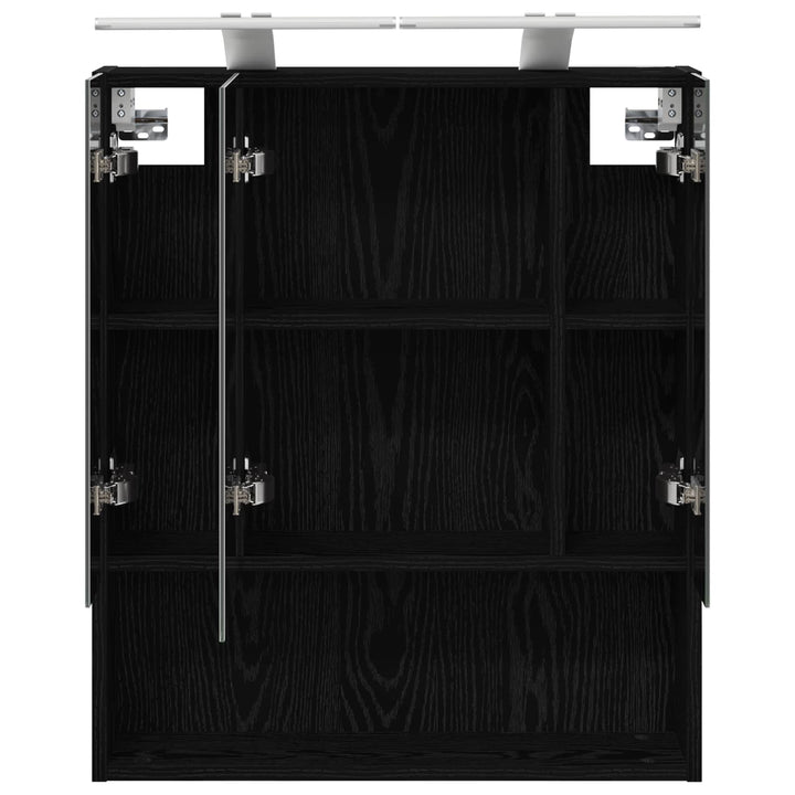 Badeværelsesspejlskab Sort eg 60 x 14.5 x 70 cm Konstrueret træ