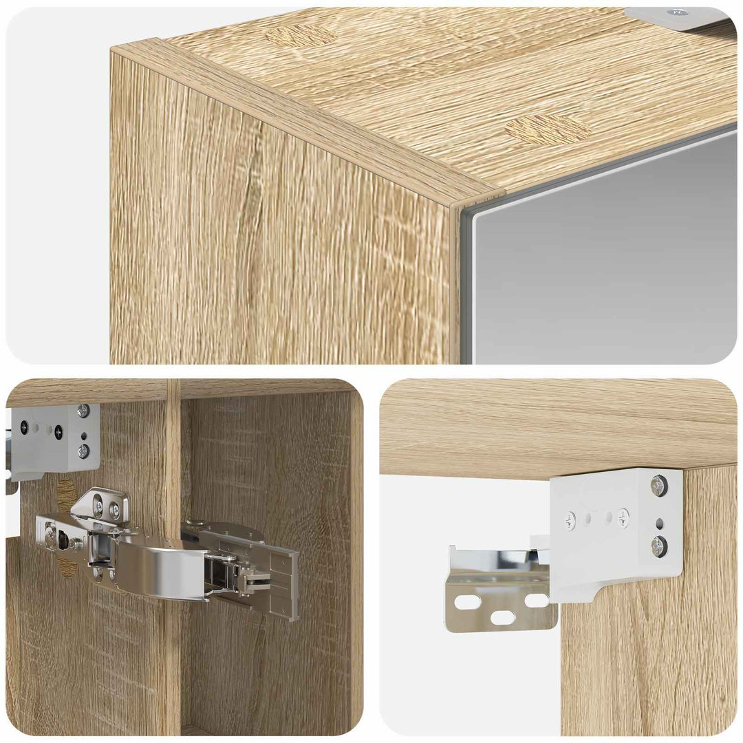 Badeværelsesspejlskab med hylde Sonoma eg 60 x 14.5 x 70 cm