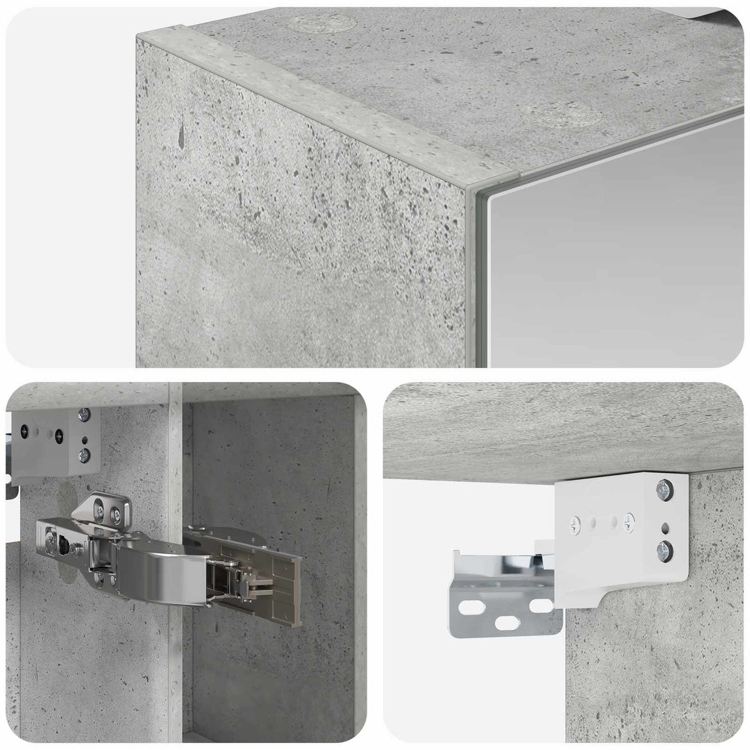Badeværelsesspejlskab med hylde Beton Grå 60 x 14.5 x 70 cm