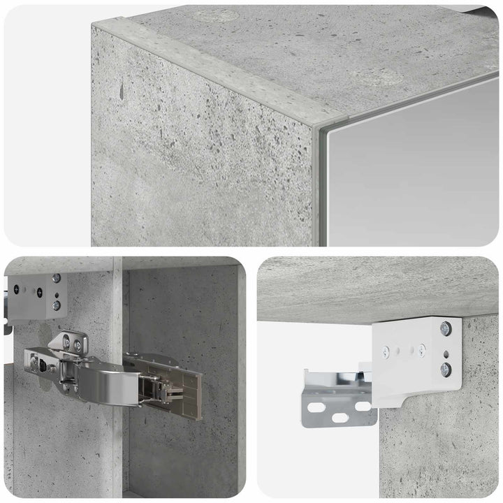 Badeværelsesspejlskab med hylde Beton Grå 60 x 14.5 x 70 cm