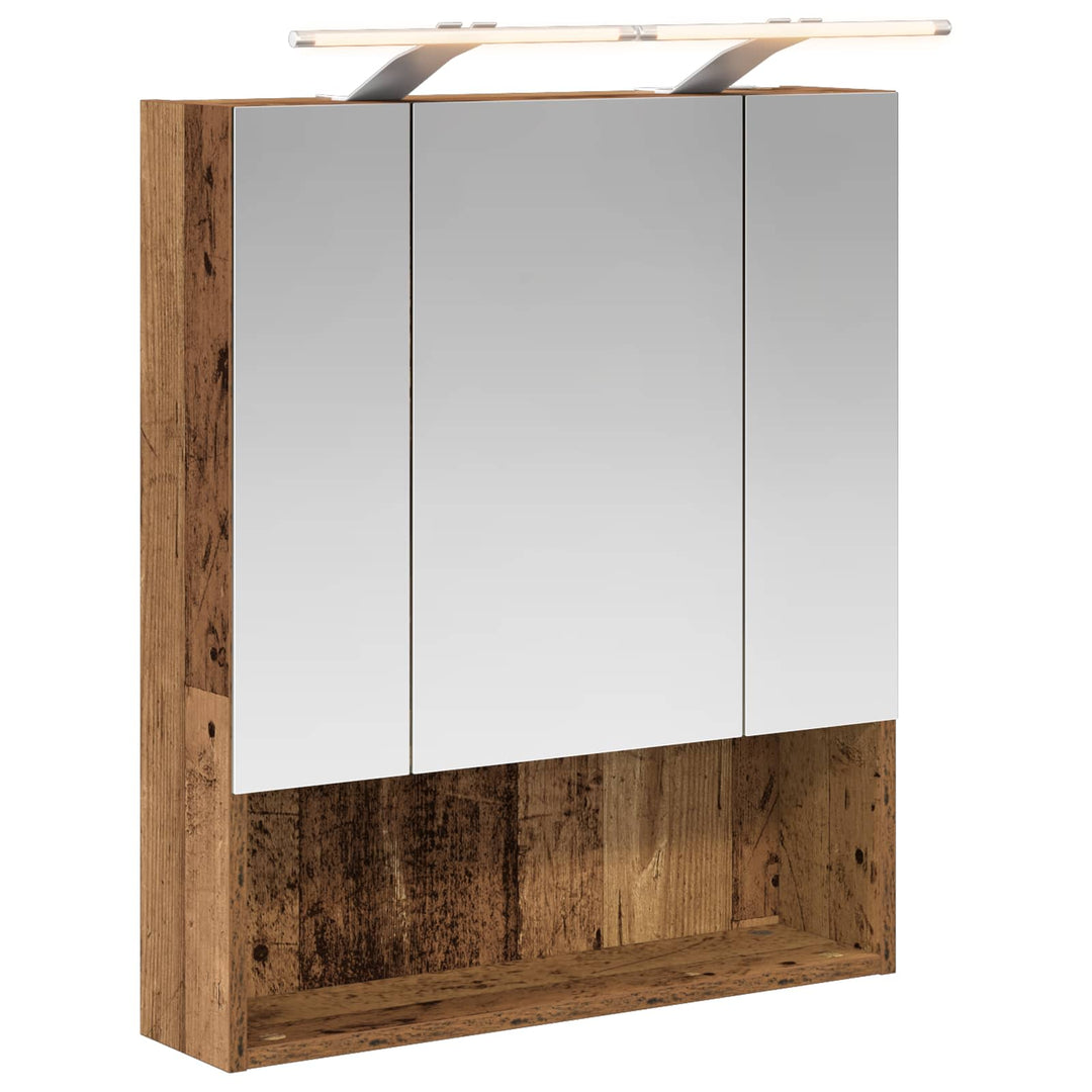 Badeværelsesspejlskab med hylde Gammelt træ 60 x 14.5 x 70 cm