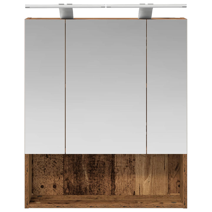 Badeværelsesspejlskab med hylde Gammelt træ 60 x 14.5 x 70 cm
