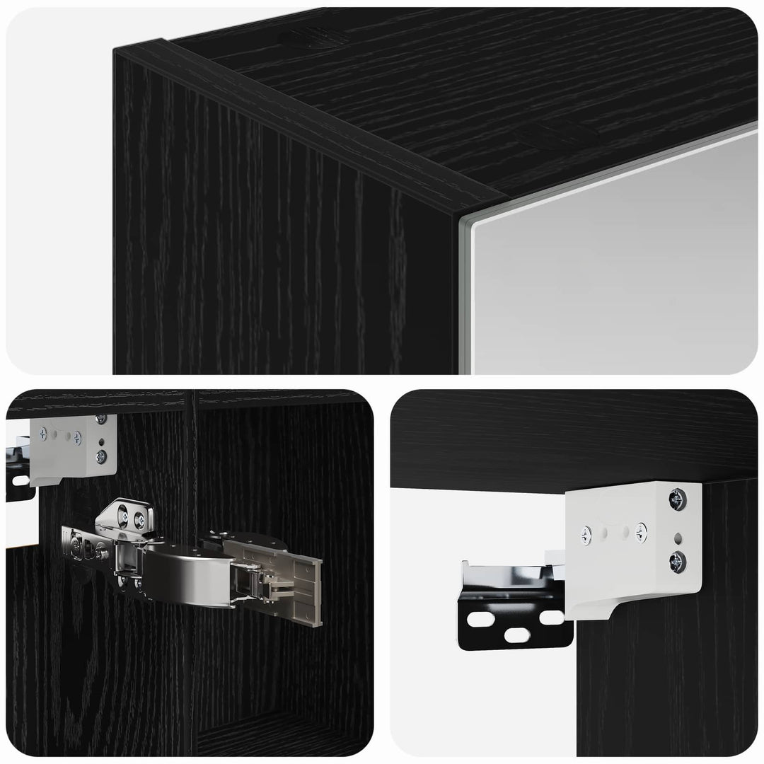 Badeværelsesspejlskab Sort eg 50 x 14,5 x 70 cm Konstrueret træ