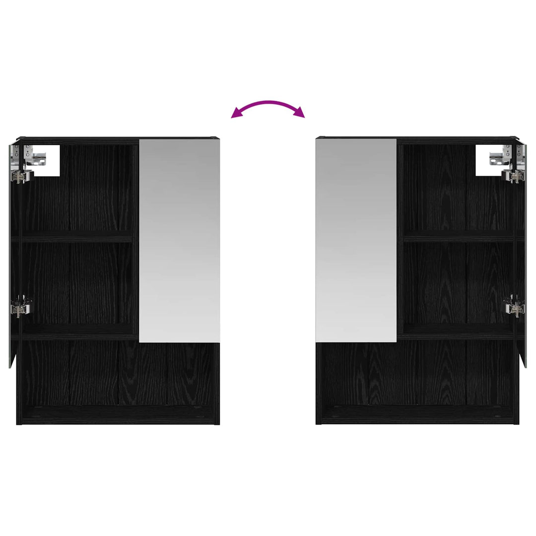 Badeværelsesspejlskab Sort eg 50 x 14,5 x 70 cm Konstrueret træ