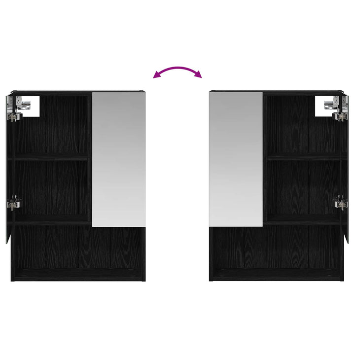 Badeværelsesspejlskab Sort eg 50 x 14,5 x 70 cm Konstrueret træ