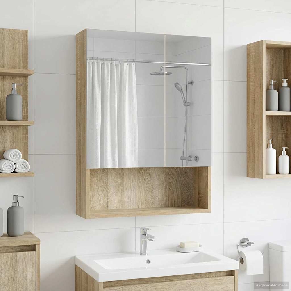 Badeværelsesspejlskab med hylde Sonoma eg 50 x 14,5 x 70 cm