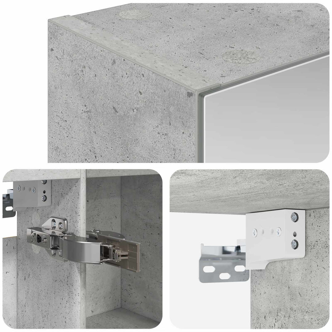 Badeværelsesspejlskab med hylde Beton Grå 50 x 14,5 x 70 cm