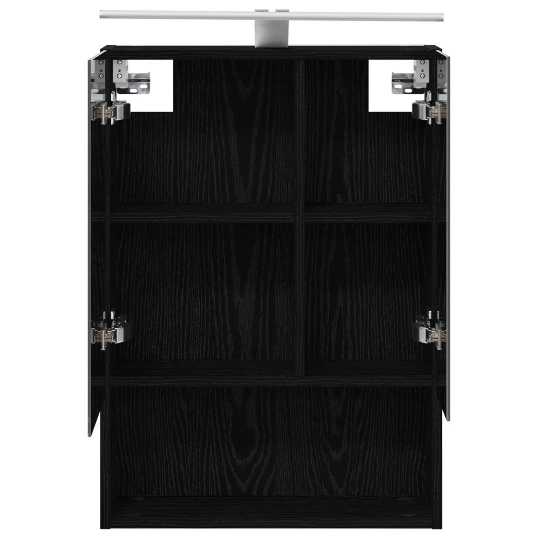 Badeværelsesspejlskab Sort eg 50 x 14,5 x 70 cm Konstrueret træ