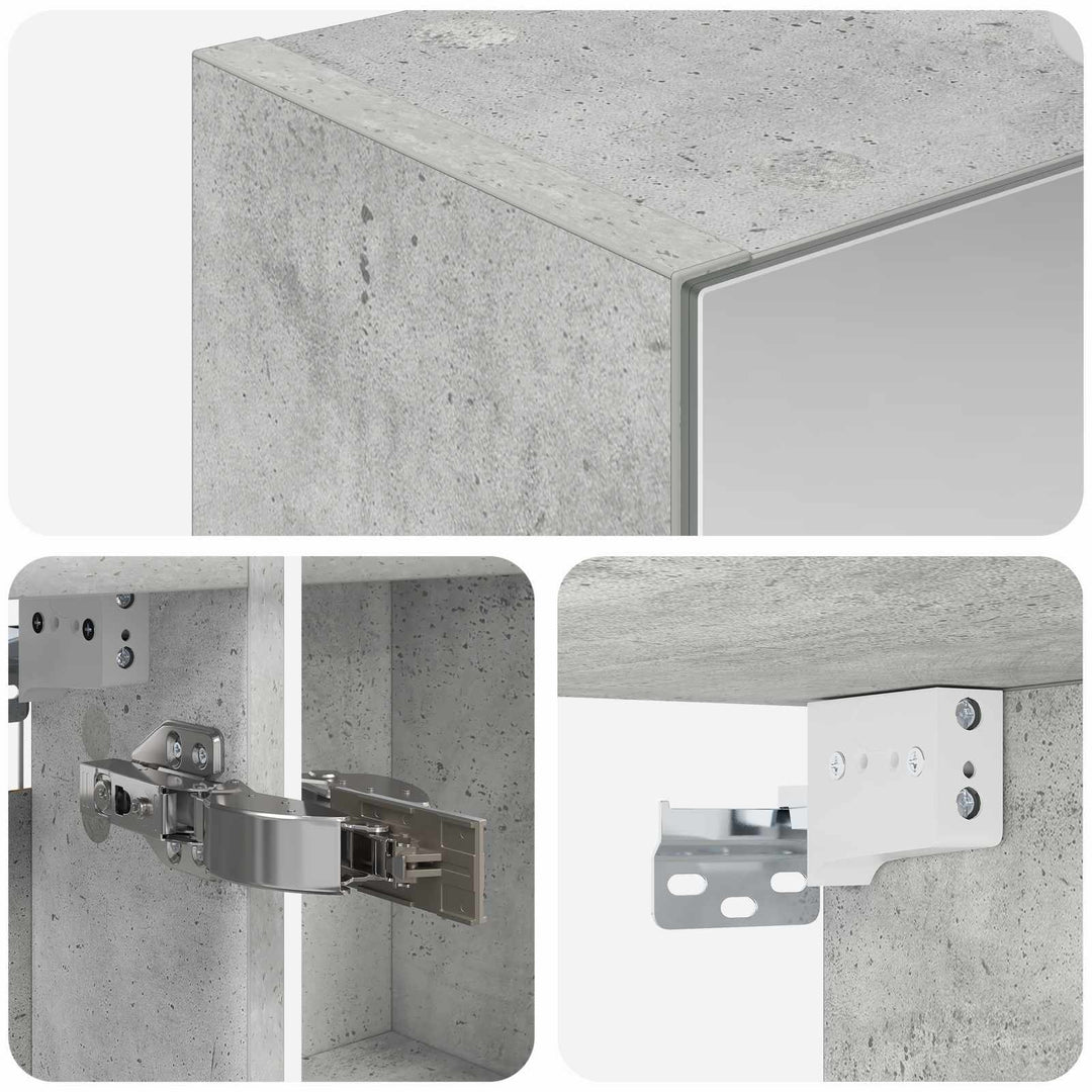 Badeværelsesspejlskab med hylde Beton Grå 50 x 14,5 x 70 cm