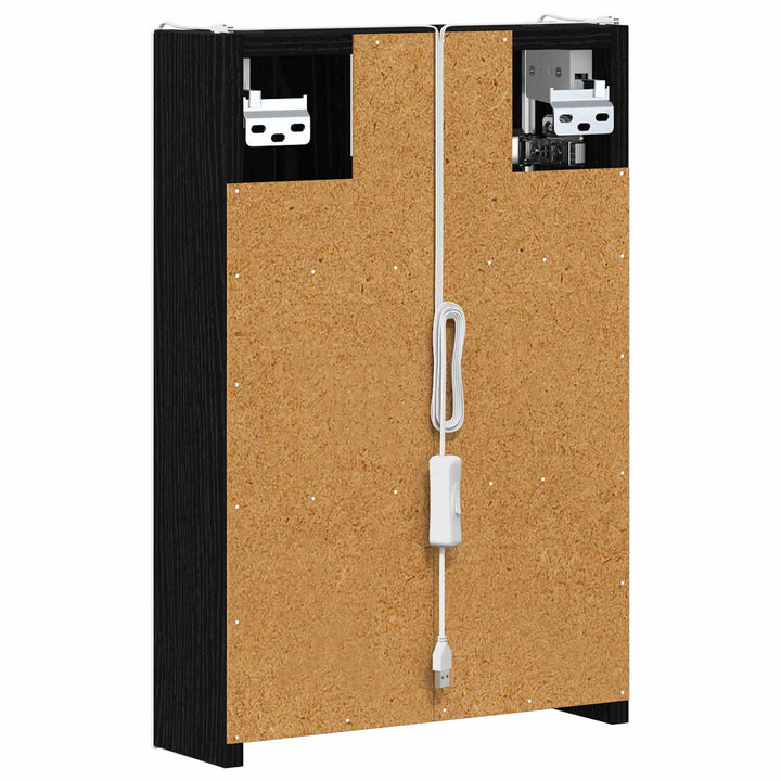 Badeværelsesspejlskab Sort eg 33 x 11,5 x 50 cm Konstrueret træ