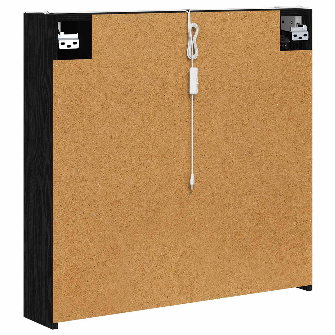 Badeværelsesspejlskab med hylde Sort eg 73.5 x 15.5 x 70 cm