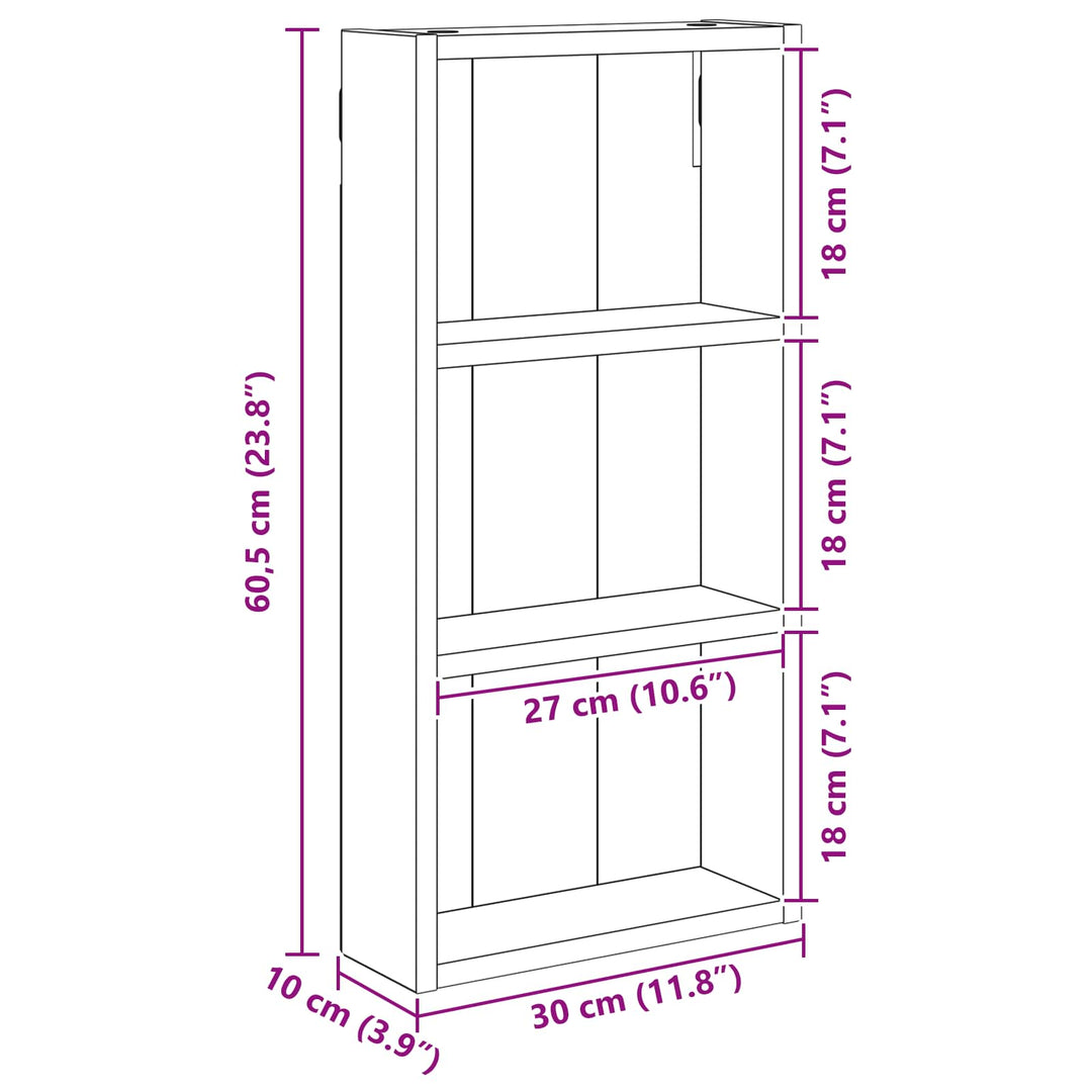 Badeværelsesvægskab Hvid 30 x 10 x 60,5 cm Konstrueret træ