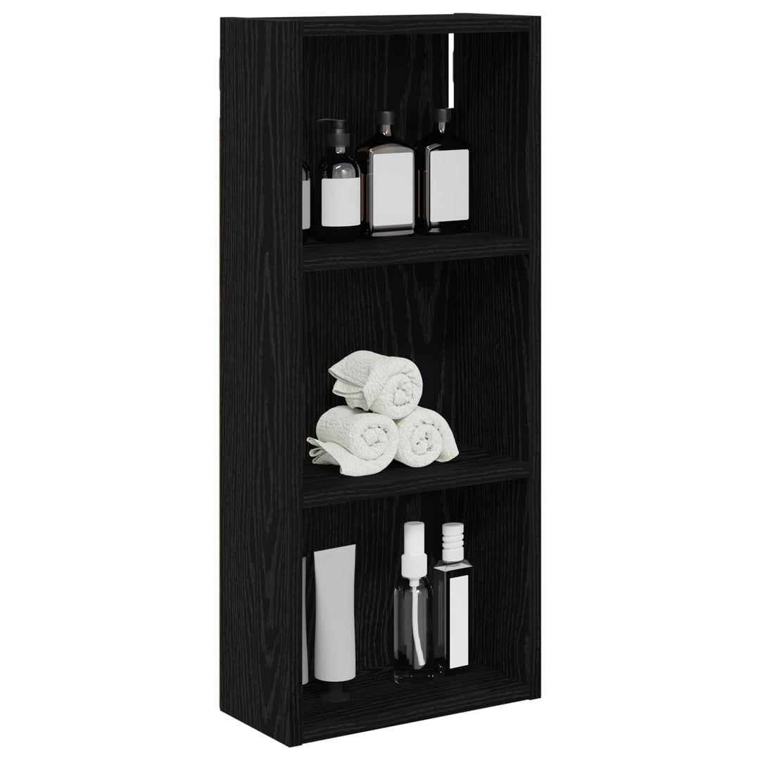 Badeværelsesvægskab Sort Eg 30 x 14 x 70 cm Konstrueret træ