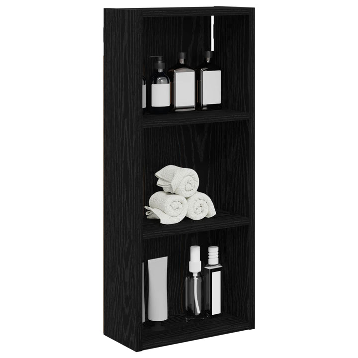 Badeværelsesvægskab Sort Eg 30 x 14 x 70 cm Konstrueret træ