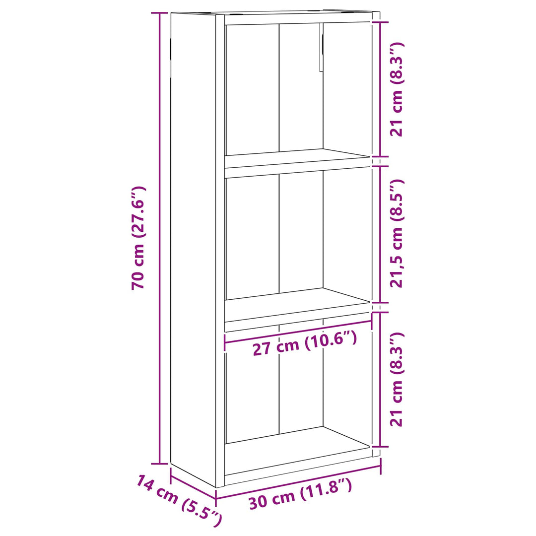Badeværelsesvægskab Sort Eg 30 x 14 x 70 cm Konstrueret træ