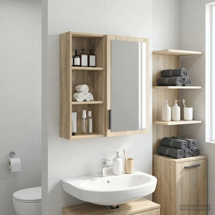 Badeværelsesvægskab Sonoma eg 30 x 14 x 70 cm Konstrueret træ